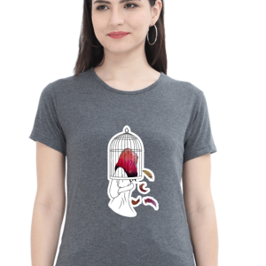 Caged Girl - Female Round Neck Half Sleeve - Image 13
