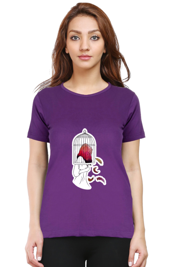 Caged Girl - Female Round Neck Half Sleeve - Image 6