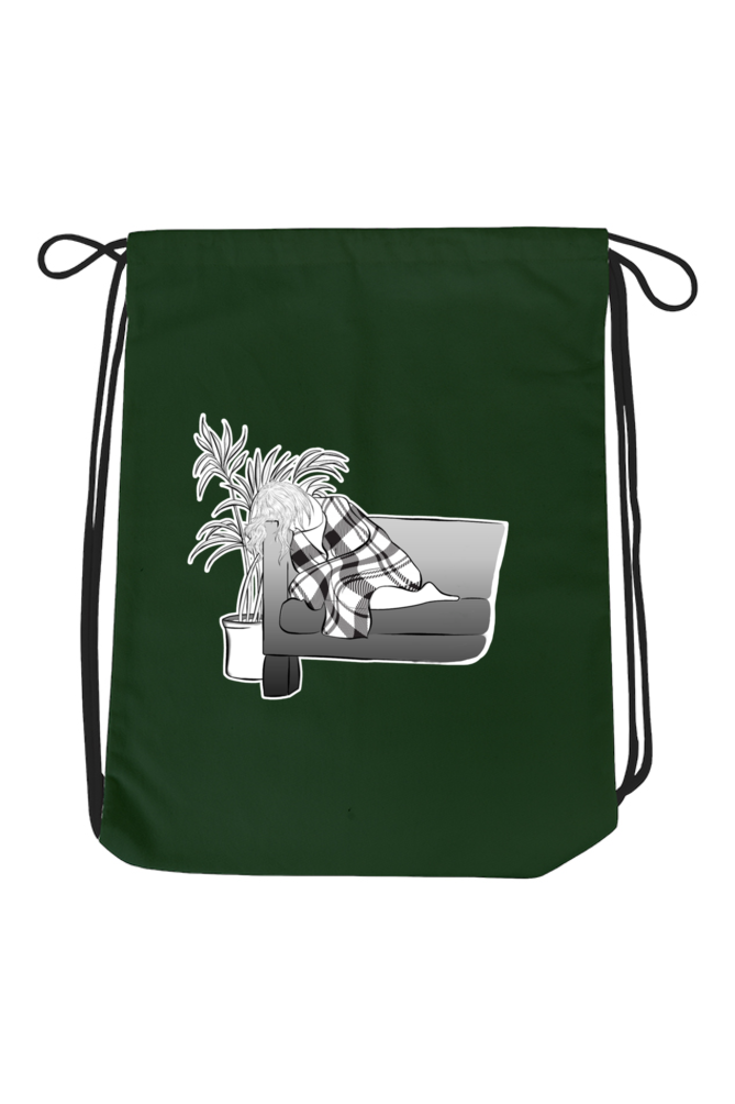 Girl on Couch - Drawstring Bag - Image 2