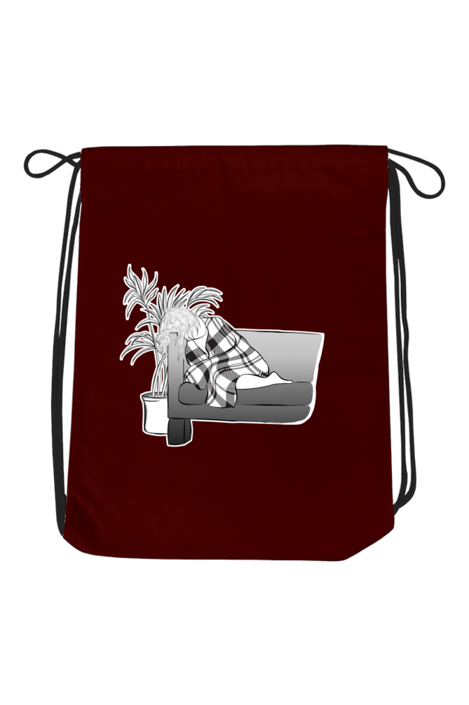 Girl on Couch - Drawstring Bag - Image 1