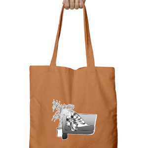 Girl on Couch - Tote Bag Zipper - Image 1