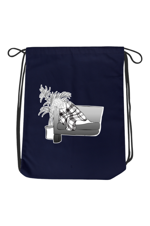 Girl on Couch - Drawstring Bag - Image 3