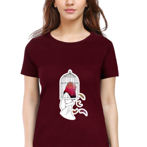Caged Girl - Female Round Neck Half Sleeve - Image 7