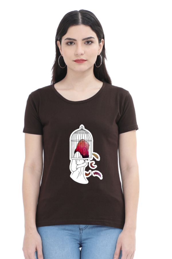 Caged Girl - Female Round Neck Half Sleeve - Image 2