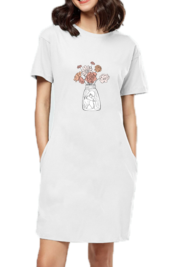 Flower Girl - T-Shirt Dress For Women - Image 6