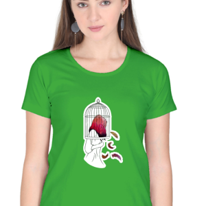 Caged Girl - Female Round Neck Half Sleeve - Image 5