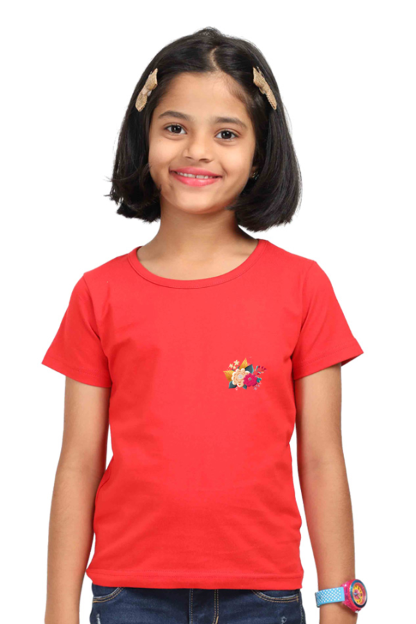 Flower - Round Neck Half Sleeve For Girls - Image 2