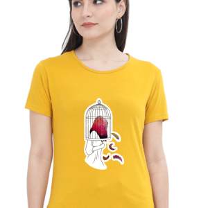 Caged Girl - Female Round Neck Half Sleeve - Image 1