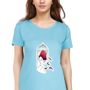 Caged Girl - Female Round Neck Half Sleeve - Image 12
