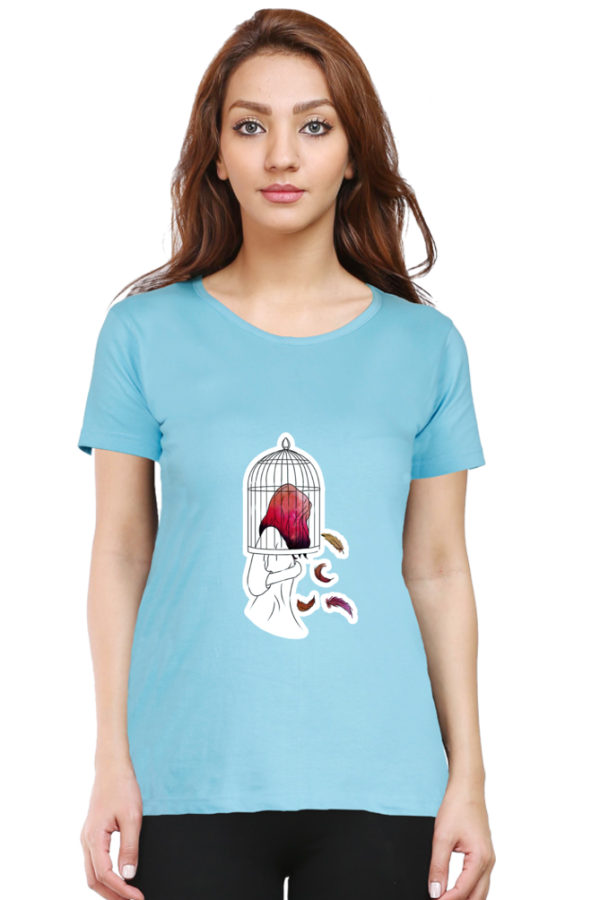 Caged Girl - Female Round Neck Half Sleeve - Image 12