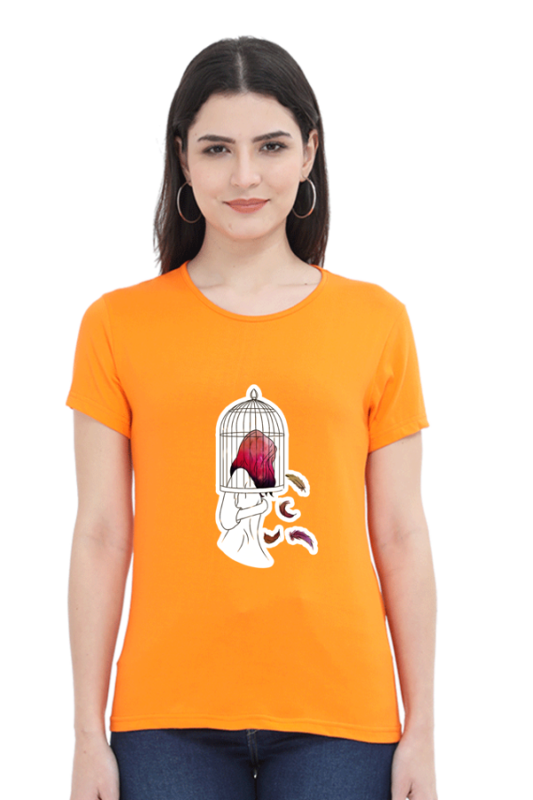 Caged Girl - Female Round Neck Half Sleeve - Image 4