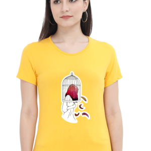 Caged Girl - Female Round Neck Half Sleeve - Image 3