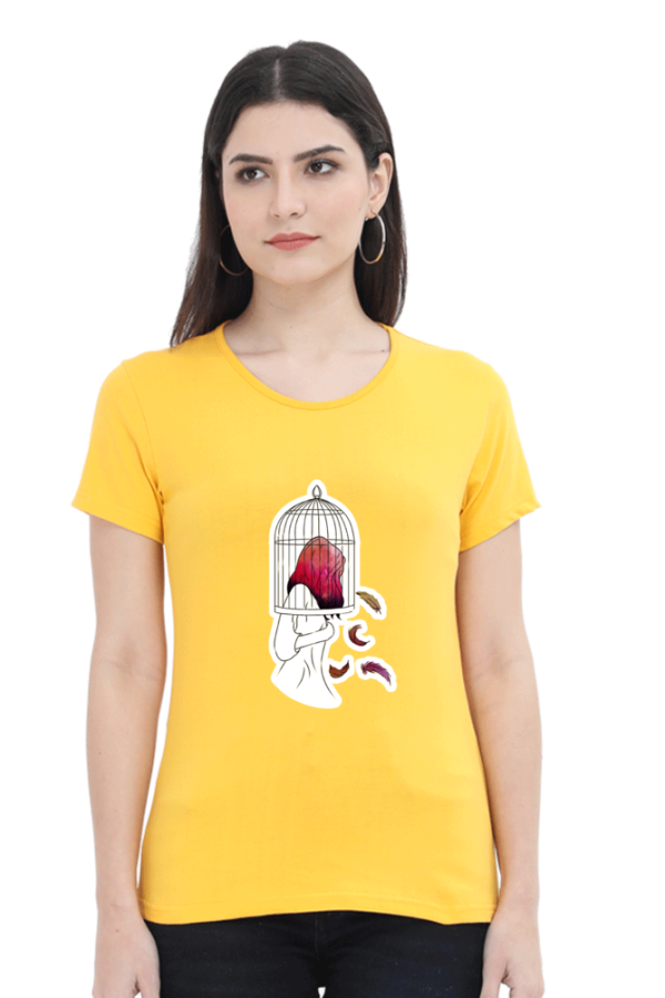 Caged Girl - Female Round Neck Half Sleeve - Image 3
