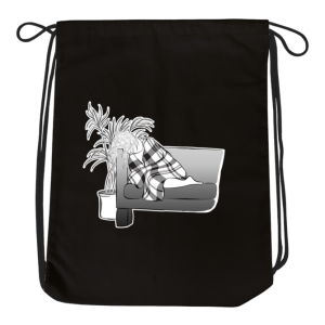 Girl on Couch - Drawstring Bag - Image 4