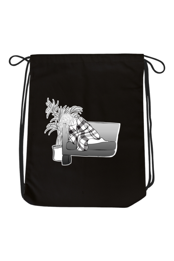 Girl on Couch - Drawstring Bag - Image 4