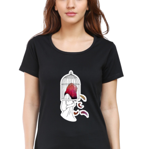 Caged Girl - Female Round Neck Half Sleeve - Image 9