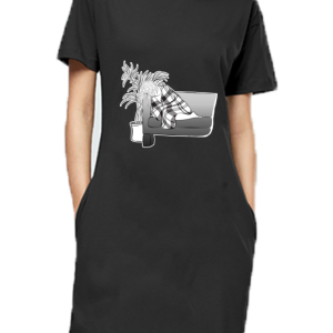 Girl on Couch - T-Shirt Dress For Women - Image 2