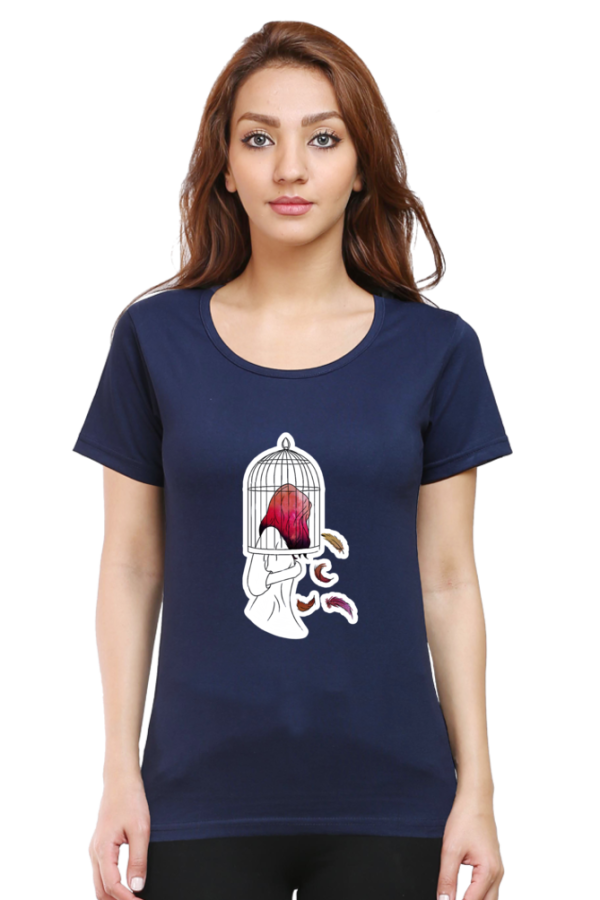 Caged Girl - Female Round Neck Half Sleeve - Image 14
