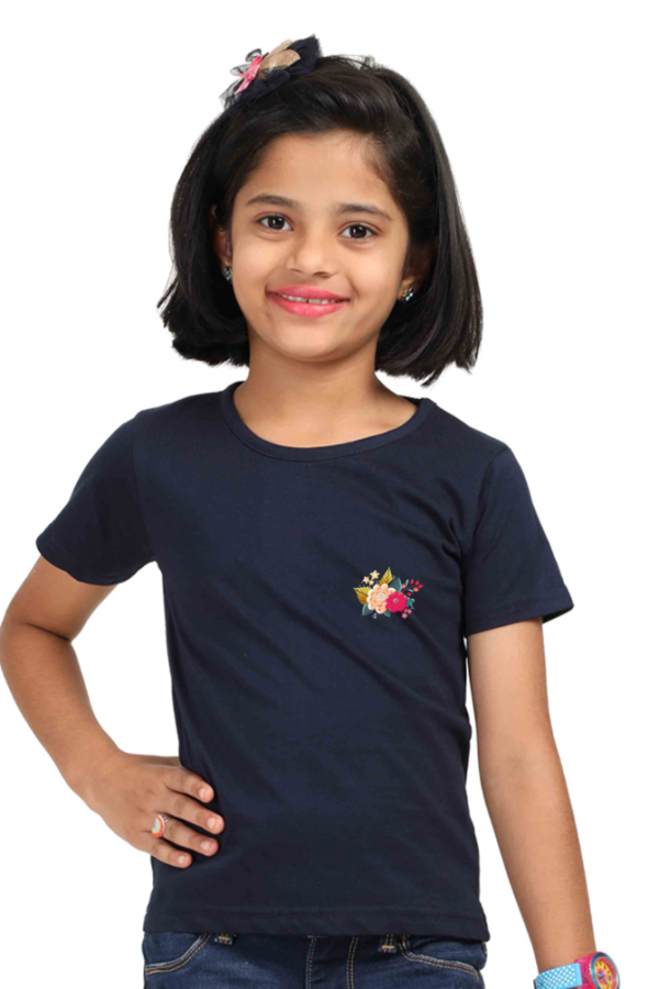 Flower - Round Neck Half Sleeve For Girls - Image 4