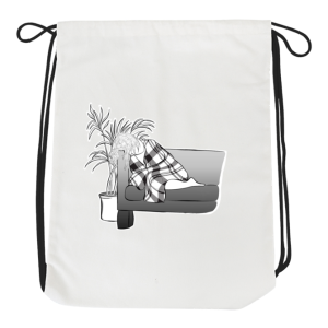 Girl on Couch - Drawstring Bag - Image 5